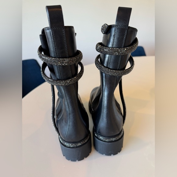 Rene Caovilla Cleo Shimmery Chelsea Boots Black Leather Size EU 37 - Picture 4 of 10